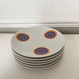 Service of 6 plates, design, earthenware Scherzer