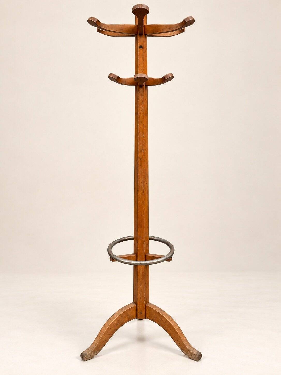 Freestanding coat rack – Art Deco style – Solid beech – 1940s