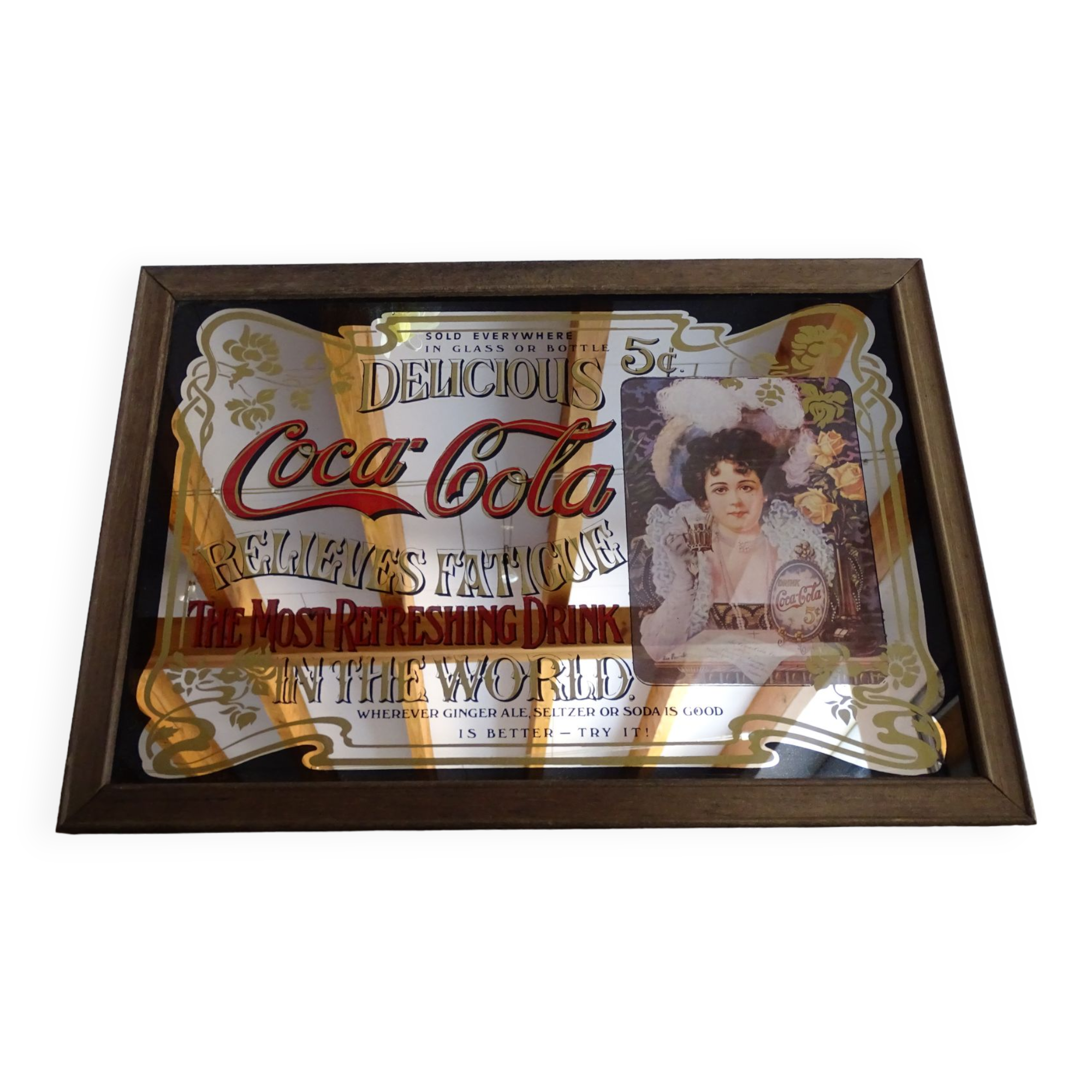 Vintage Coca Cola advertising mirror - Bar decoration - 22.5 x 32.5