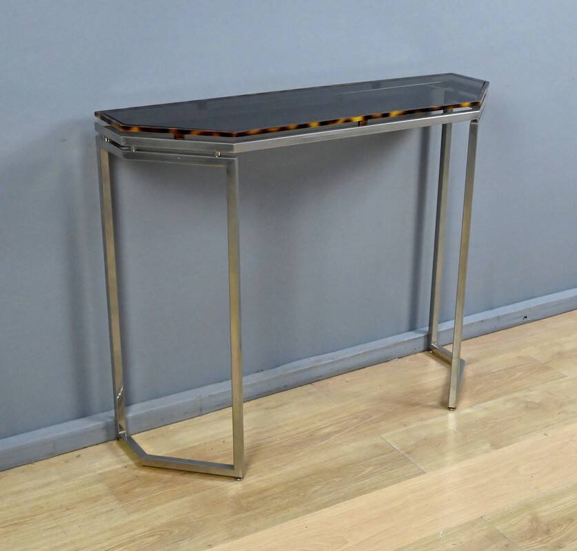 Smoked glass hexagonal console – 1970