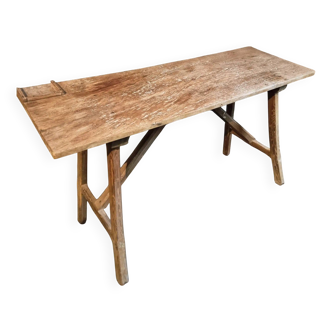 Antique French dressing table or writing desk in chestnut and poplar wood, circa 1900