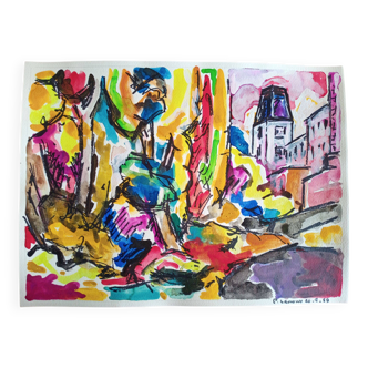 Pierre Lacroux (1909- 1993) Gouache sur papier 24 x 32 cm - de 1989 - (293)