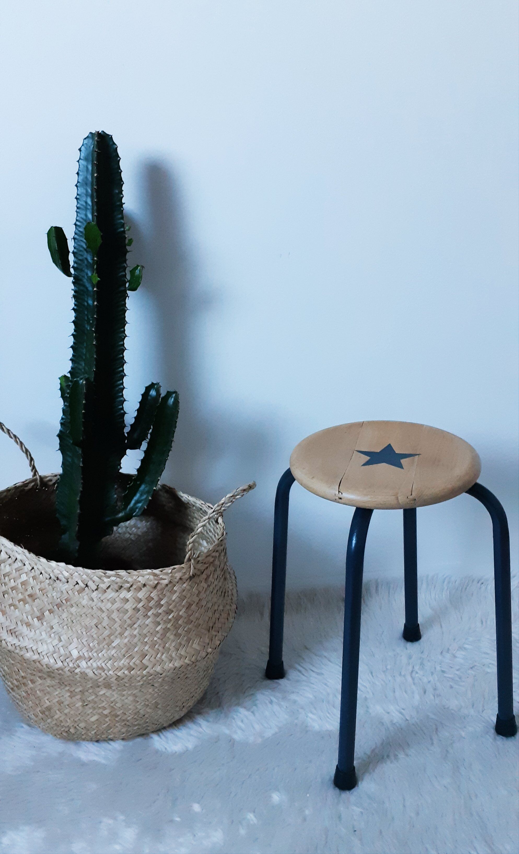 Vintage stool varnished wood