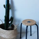 Vintage stool varnished wood