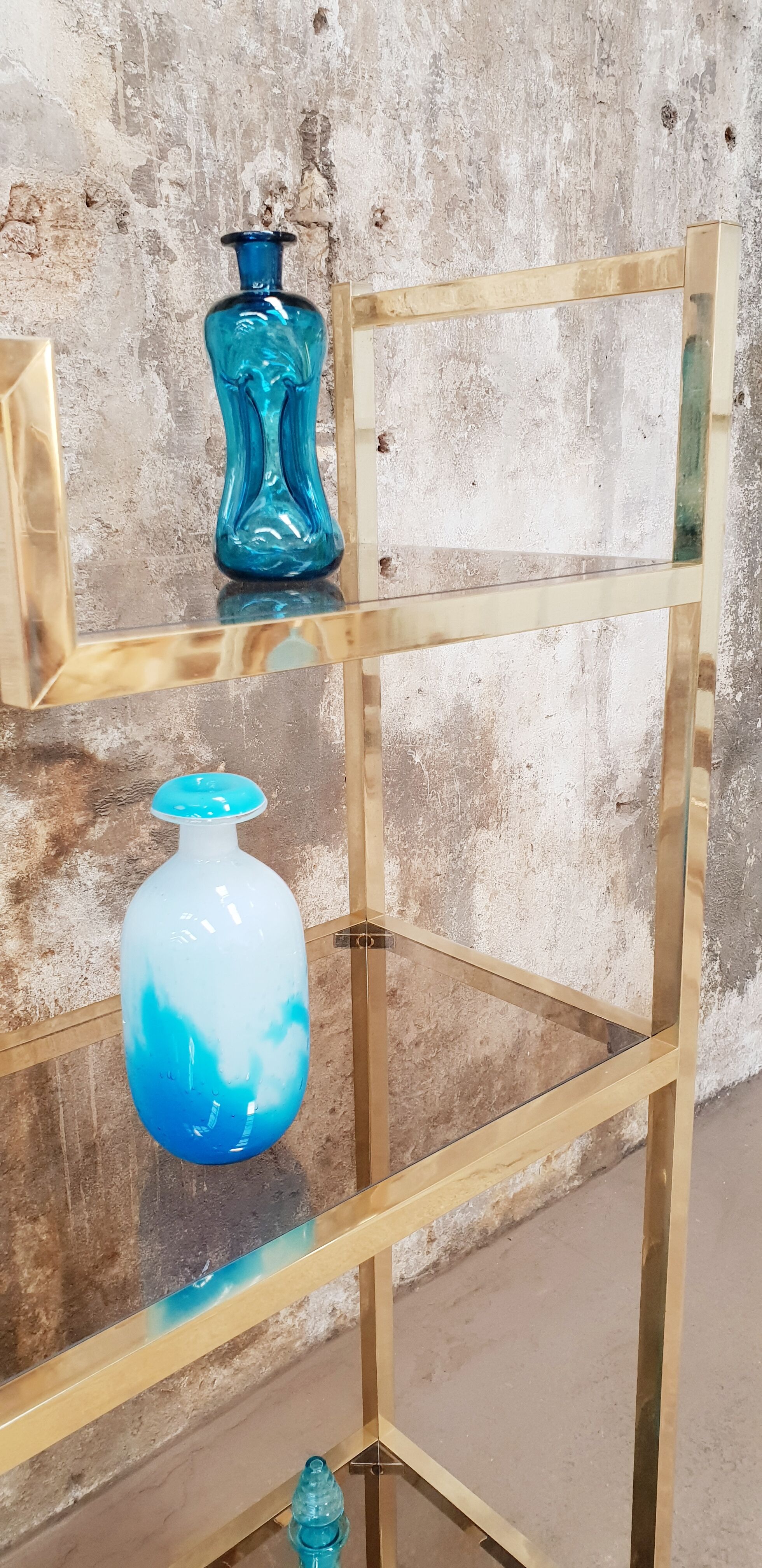 Vintage glazed brass shelf