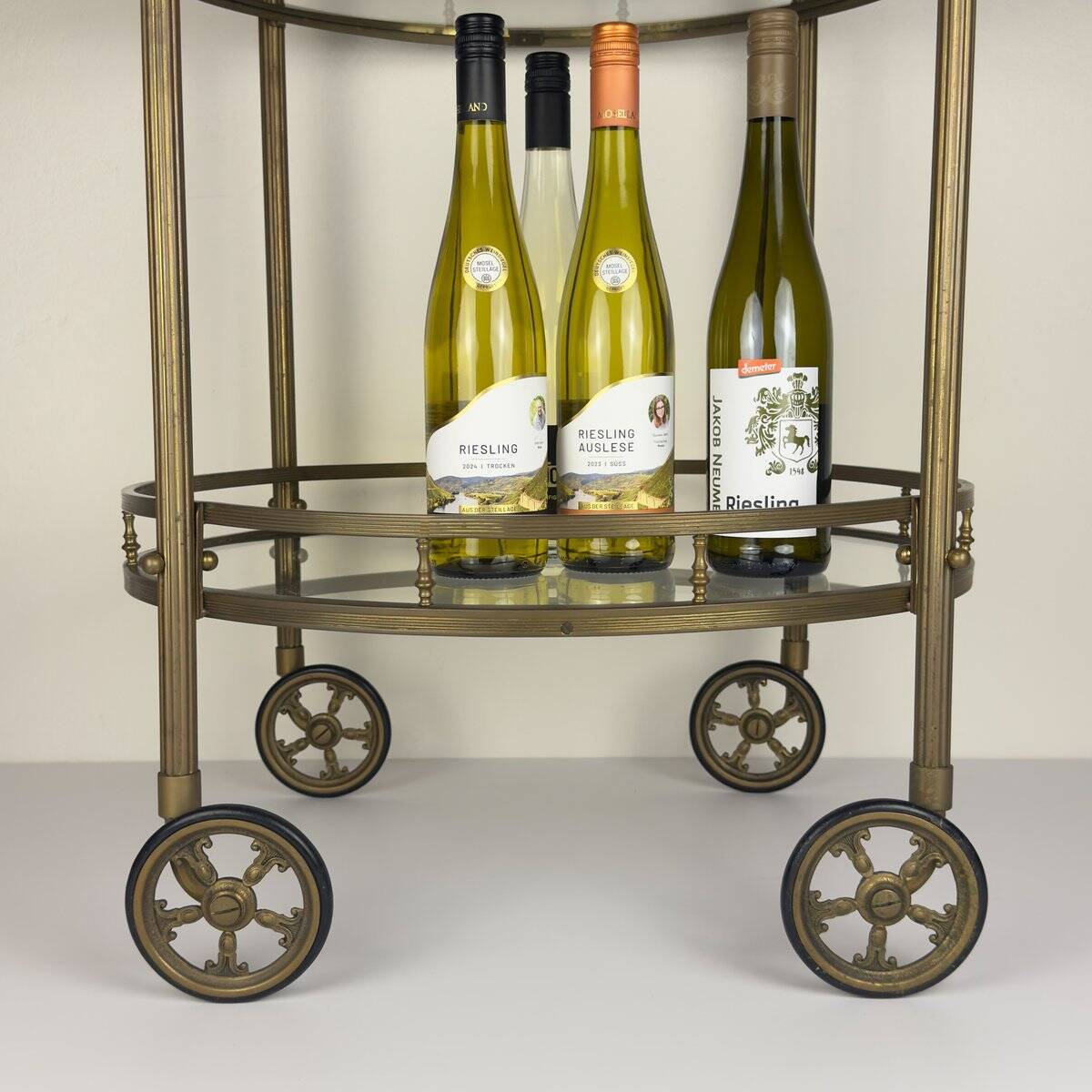 Vintage French brass bar cart, 1950s