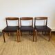 Set of 3 vintage Scandinavian chairs - teak and brown leatherette