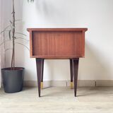 Vintage wood and brass bedside table, 1950s