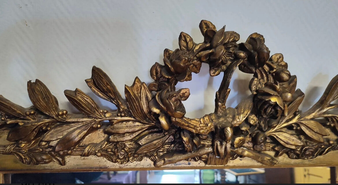 Napoleon III era mirror gilded with gold leaf