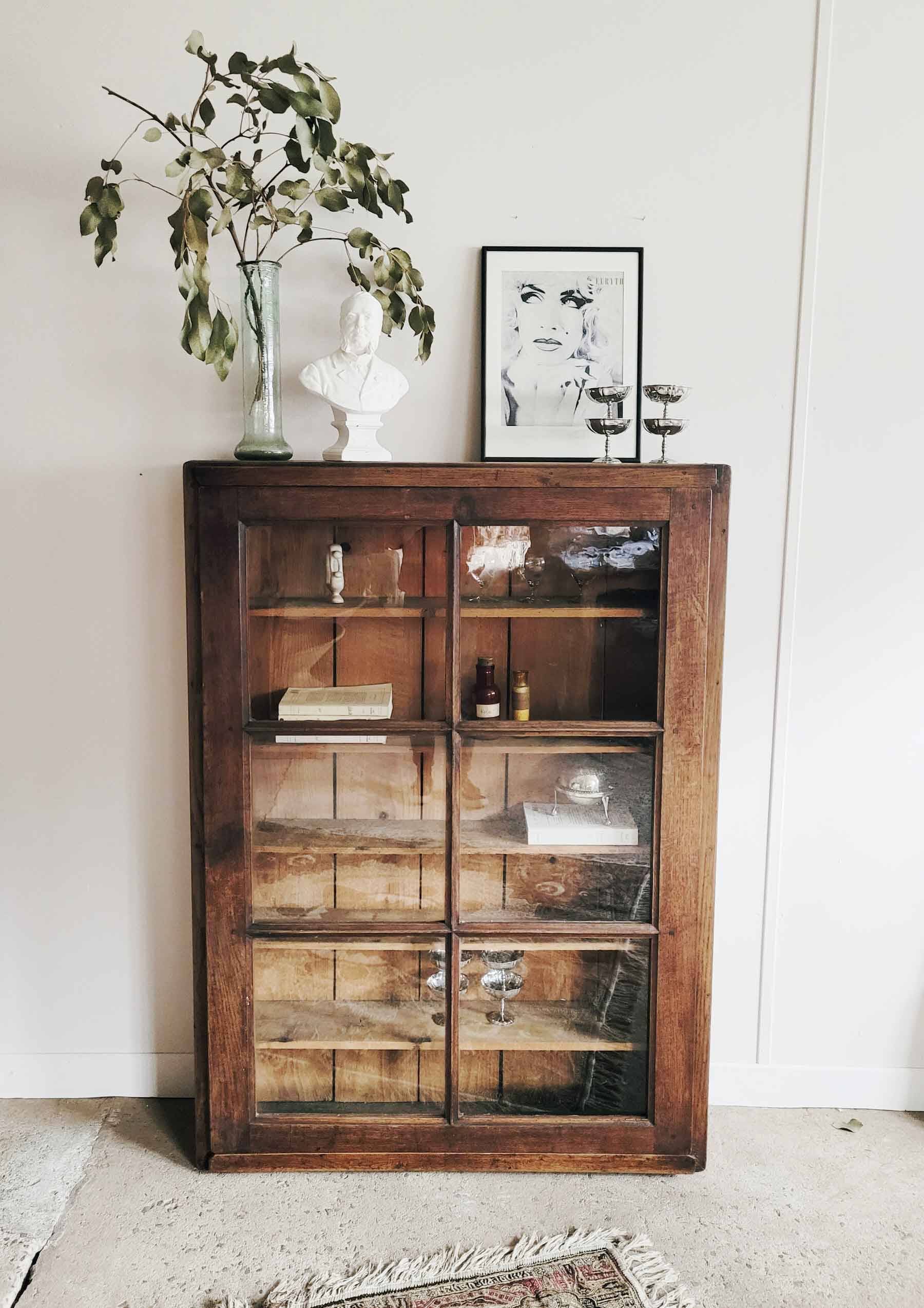 Old glass bookcase