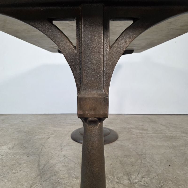 Superb cast iron and Carrara marble display table from a chocolate factory circa 1900