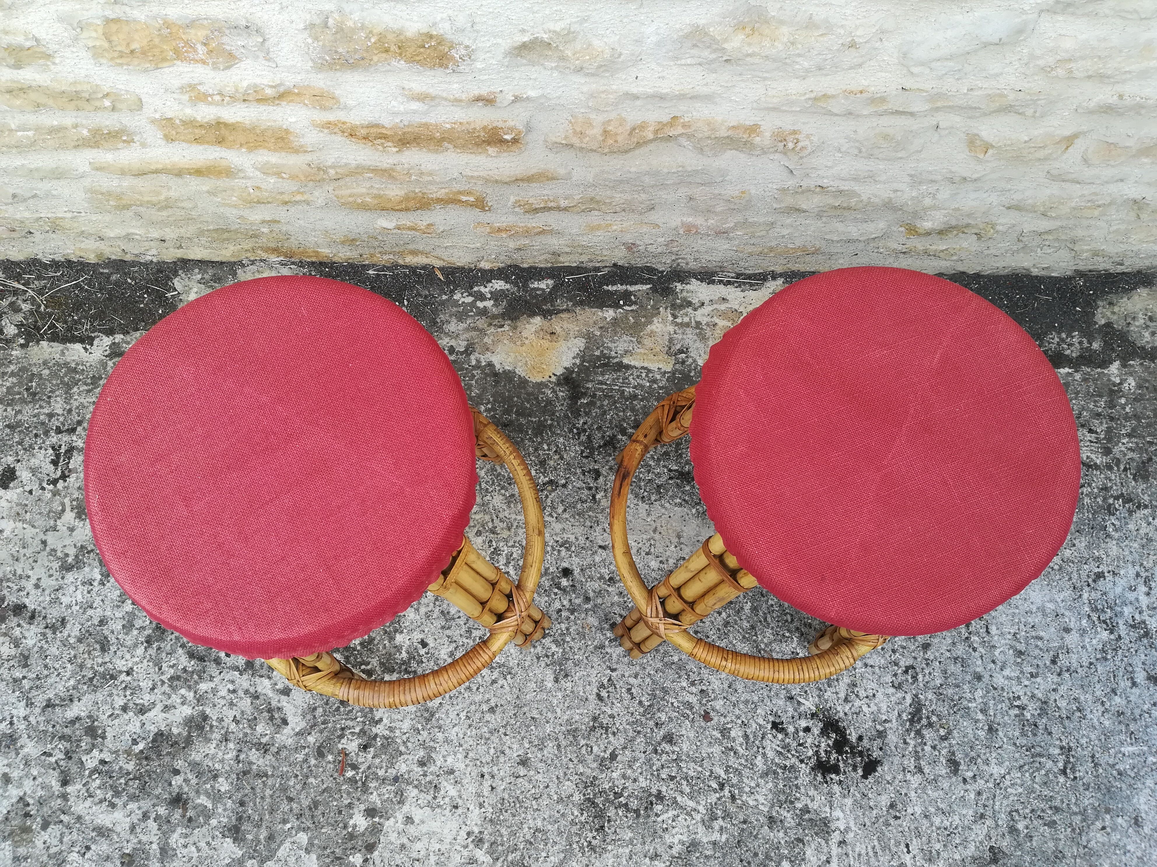 Bamboo tiki bar and two stools