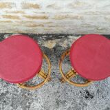 Bamboo tiki bar and two stools