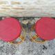 Bamboo tiki bar and two stools