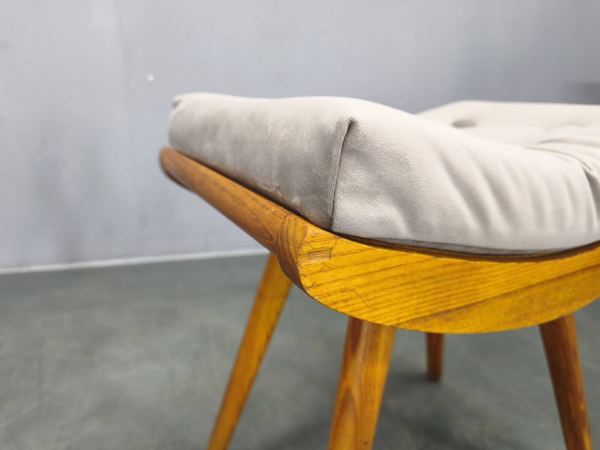 Mid Century Solid Maple Footstools with Curved Frames, 1960s