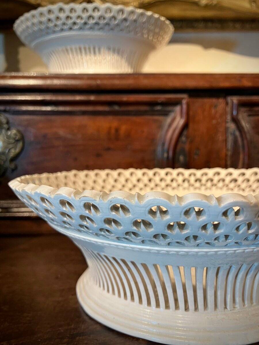 19th Century Italian Pierced Porcelain Compotes from Giustiniani Manufacture, Set of 2