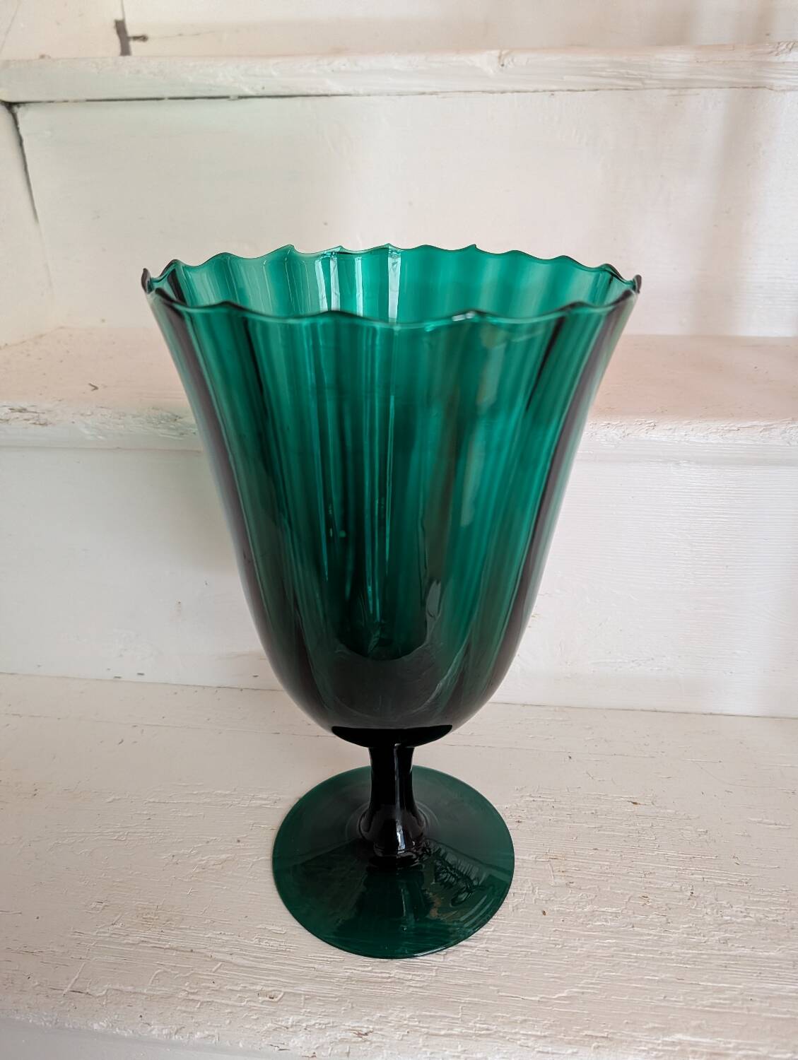 Green chalice vase from the 1970s.
