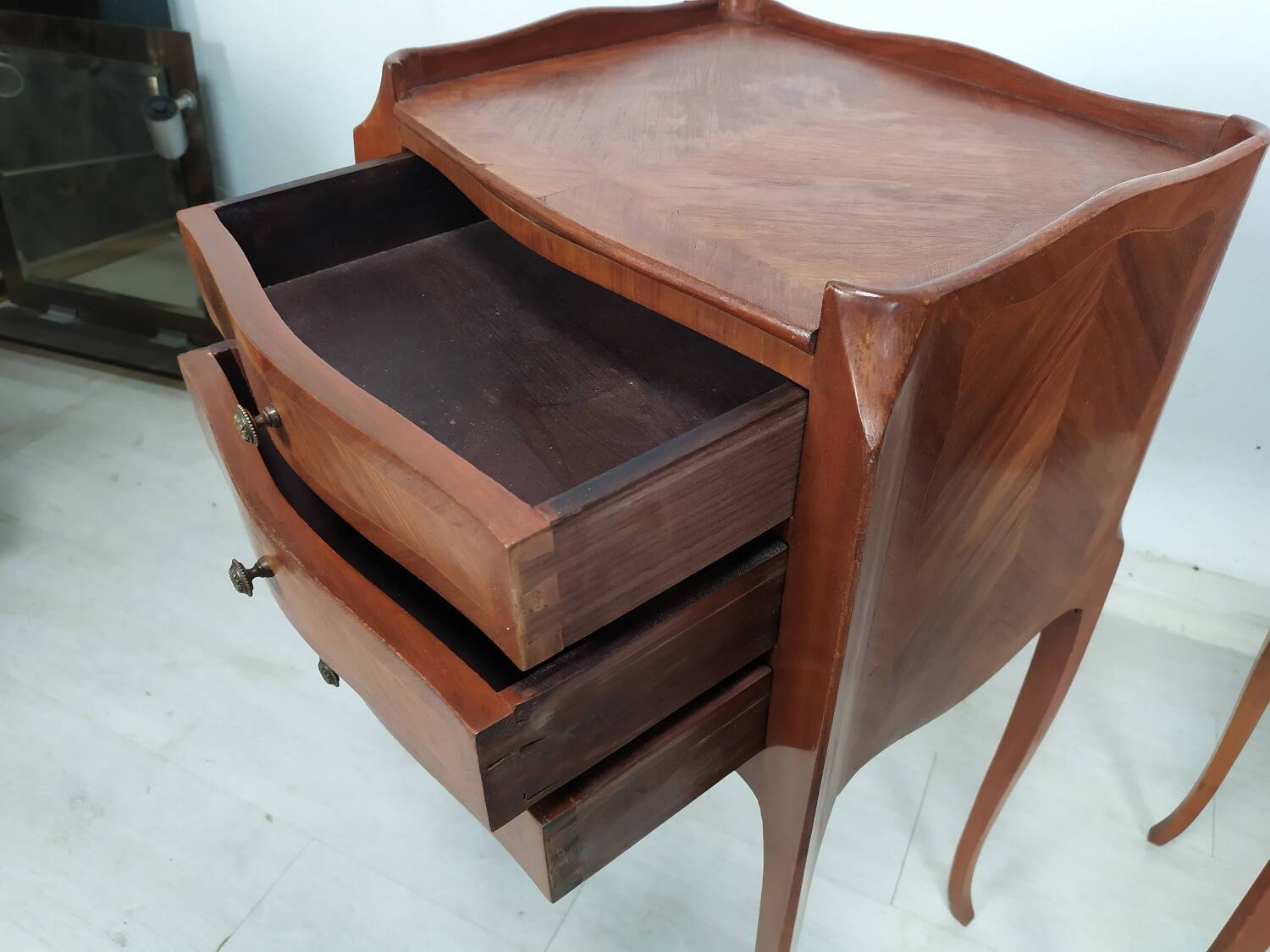 Pair of marquetry bedside tables