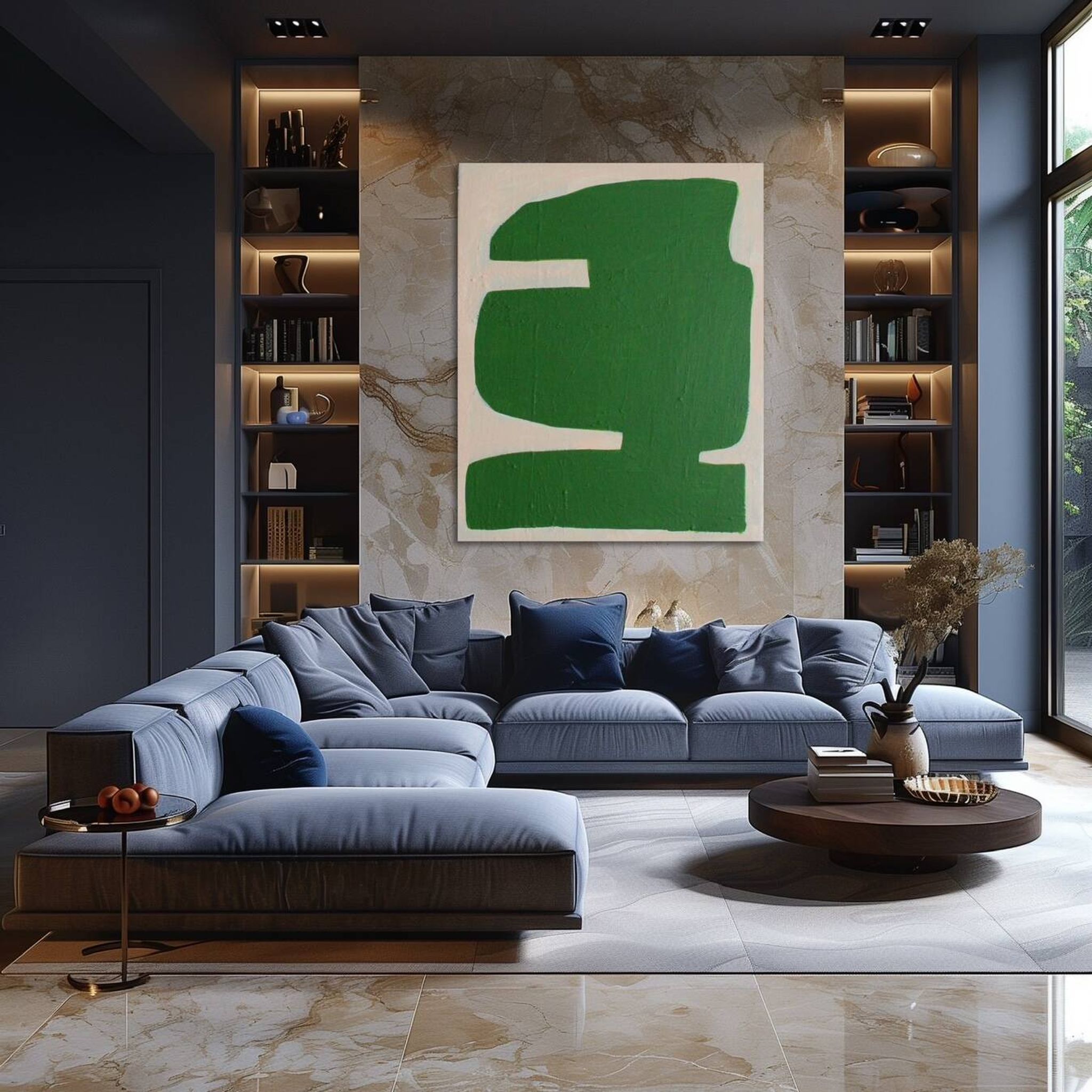 Large minimalist canvas "Verdura" 116x89cm signed Bodasca