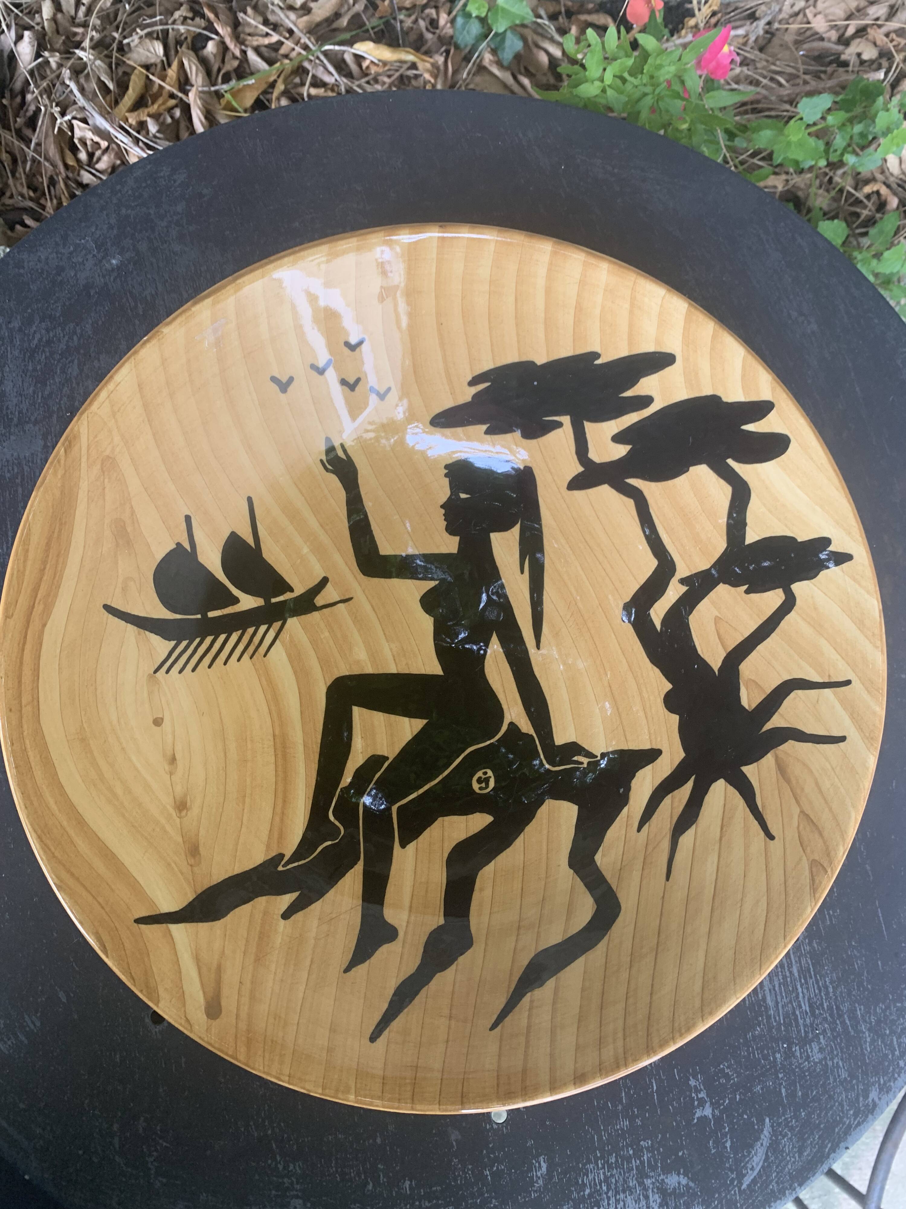 Enamelled ceramic fruit bowl, Grandjean-Jourdan Vallauris, vintage