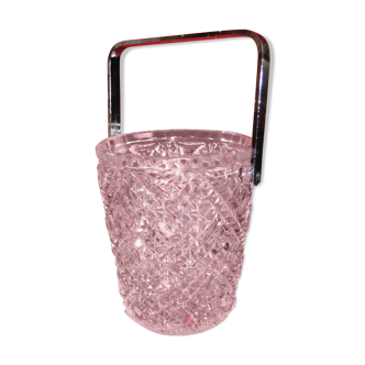Moulded glass ice bucket with ice tongs