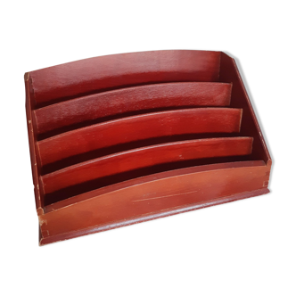 Red wooden mail holder, paper holder