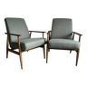 Paire de fauteuils vintage en bois et tissu Type 300-190 par H.Lis des années 1960, entièrement restaurés