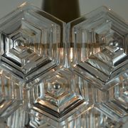 3-tier mid century pendant light with 27 hexagonal glass panels 1960s 70s