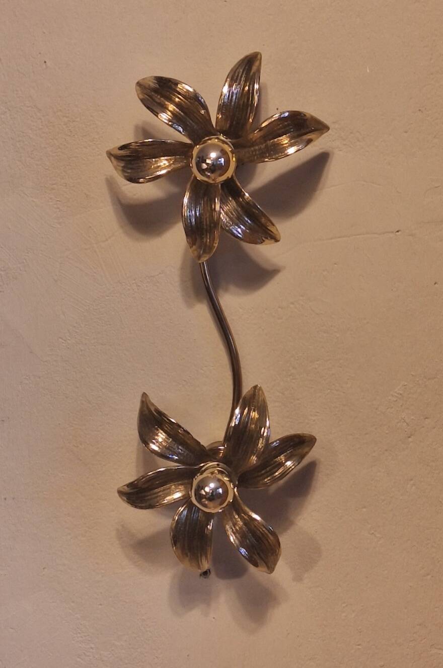 Brass organically shaped double wall or ceiling lights, 1970s