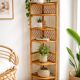 Vintage corner shelf in rattan – 1970s – Exceptional condition