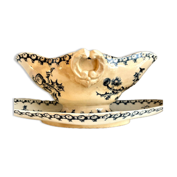 Gien ironware sauceboat, "Chardons" service
