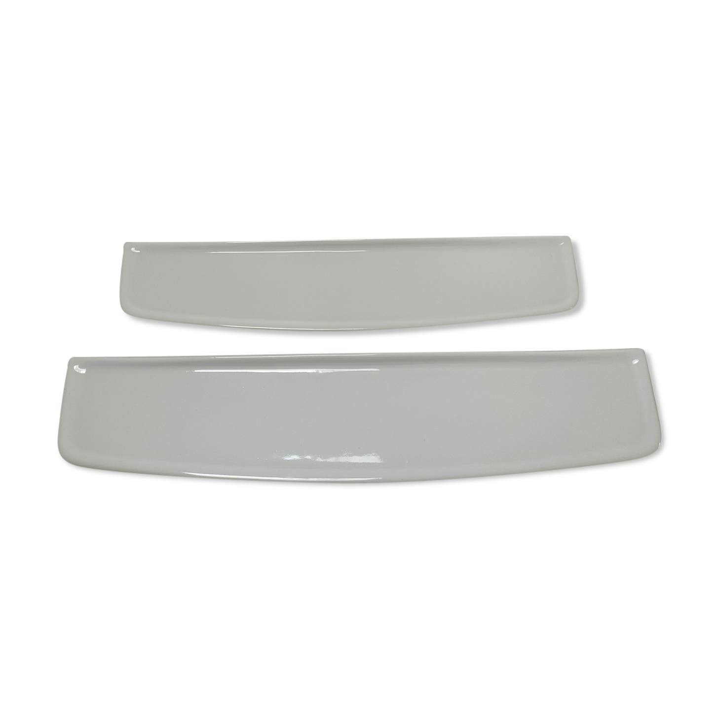 Two wall shelves ceramic glazed white vintage