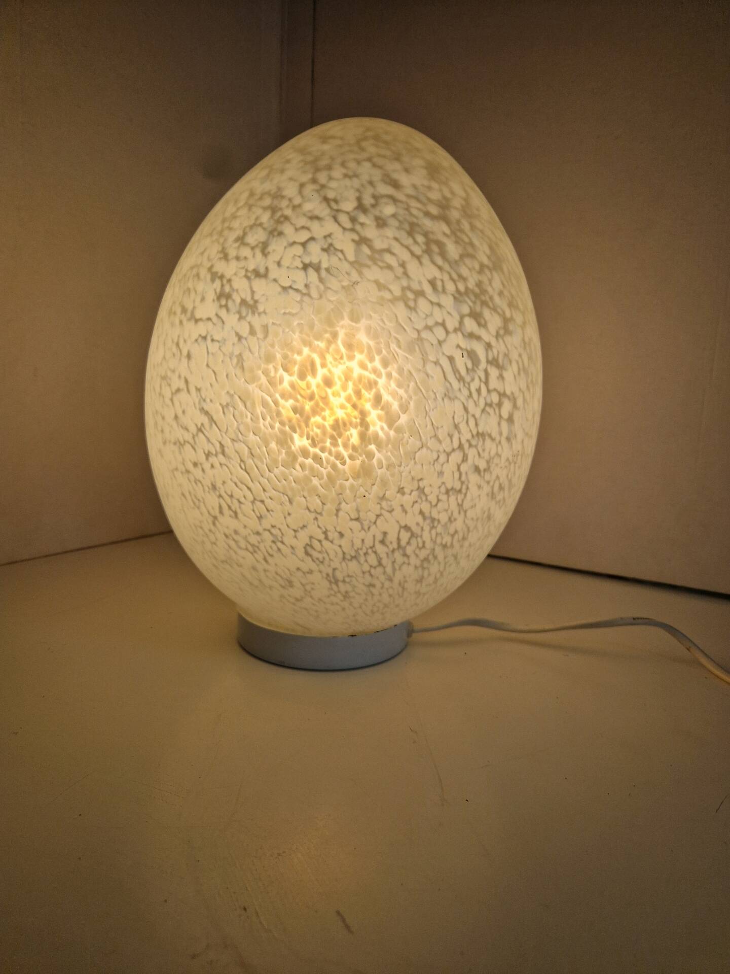 Lampe Oeuf Verre Moucheté  Blanc