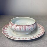 Antique Gien porcelain sauce boat, iron earth