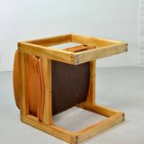 Ate van Apeldoorn Dutch Design Cognac Leather Cubic Pinewood Side Chair 70s