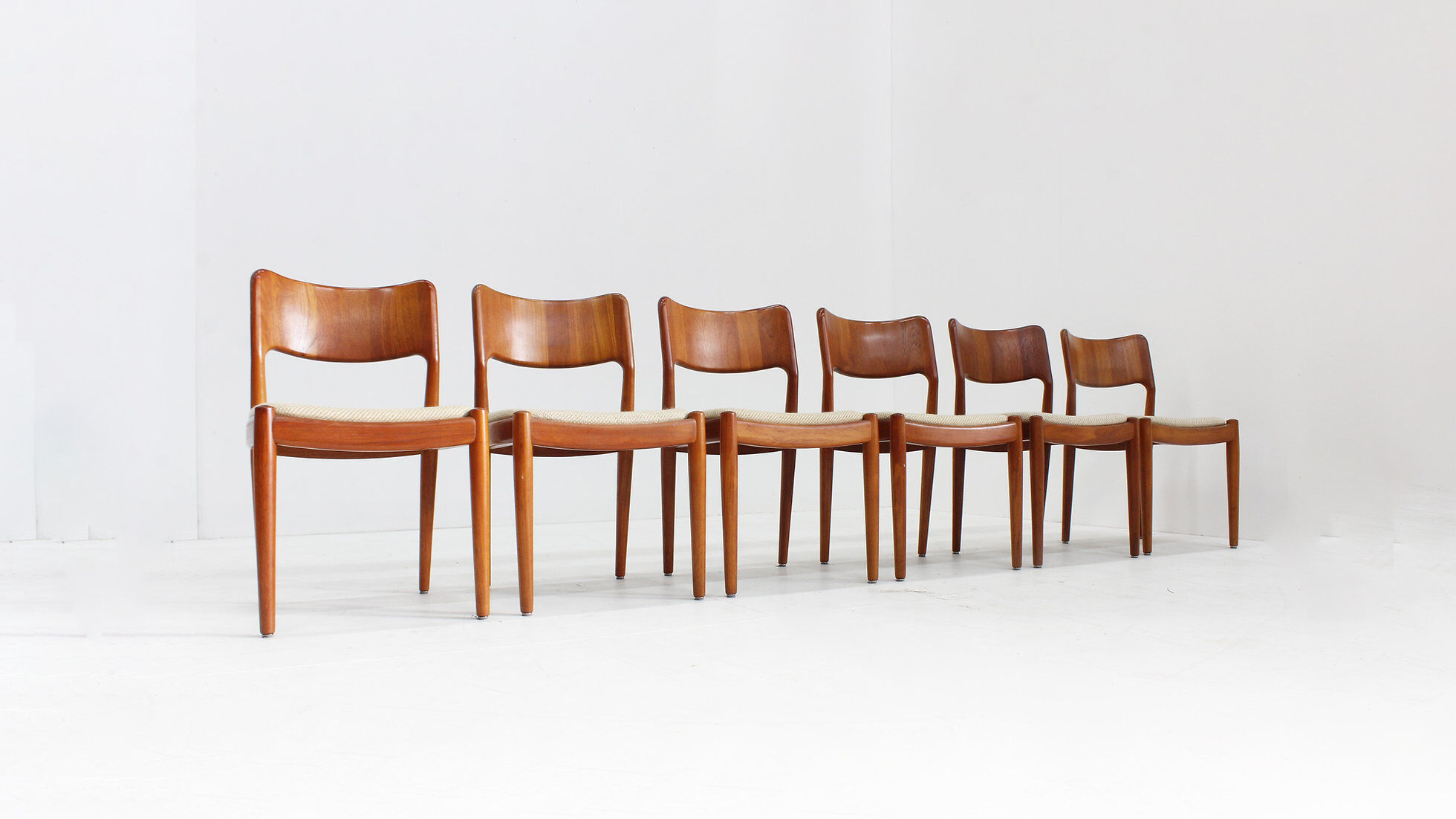 Vintage Danish teak dining chairs by Glostrup, set of 6