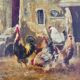 C. Roman Oil on Canvas Depicting Hens and a Rooster