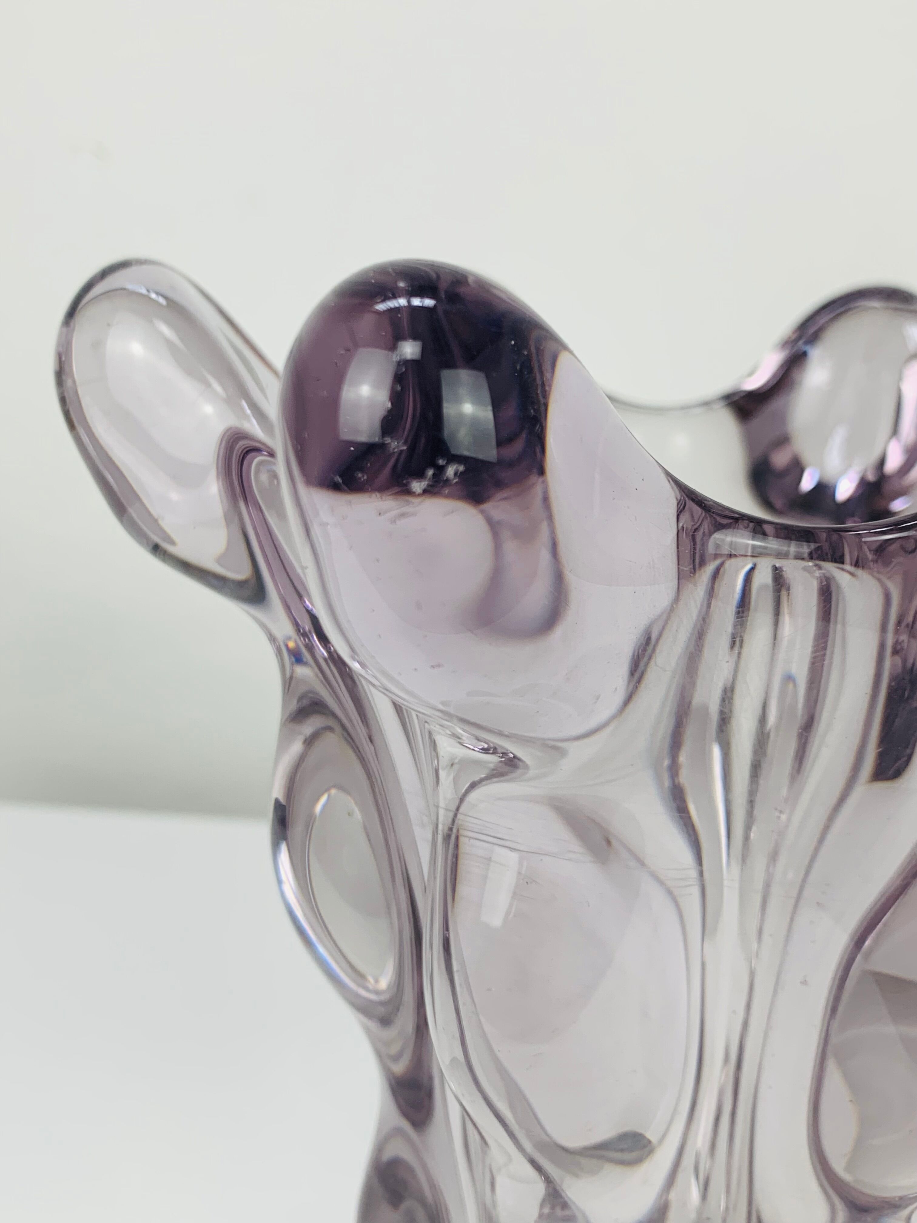 Giraffe vase in Art Vannes crystal, 1950, vintage