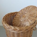 Rattan basket with handles and lid 60/70