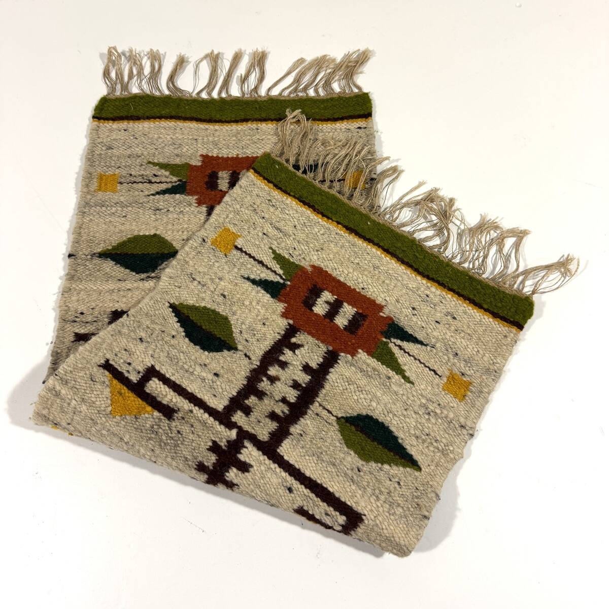 Woolen kelim wall hanging table runner Poland 1970’s
