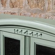 Renovated vintage sage green enfilade – wooden legs & bevelled display cabinets