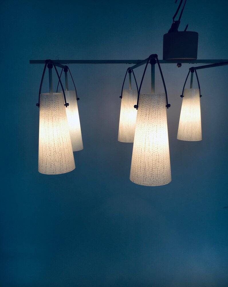 Italian glass and brass chandelier, Italy, 1950s