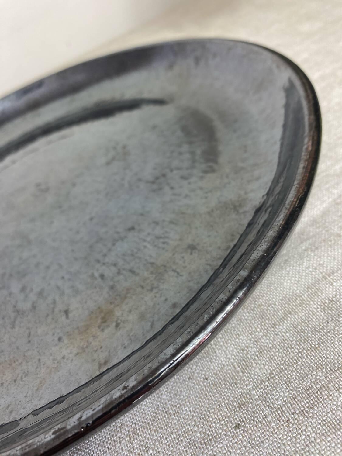 Round iridescent ceramic dish Vallauris