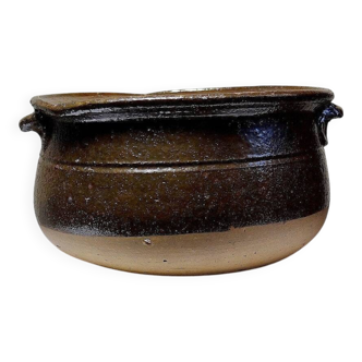 Marmite/old earthenware bowl from the 20th century, glazed stoneware from Puisaye.