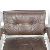 Swedish Mid Century Leather And Aluminum Armchairs By Karl Erik Ekselius For Joc Vetlanda, Set Of 4