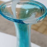 Soliflore biot en verre bleu et blanc