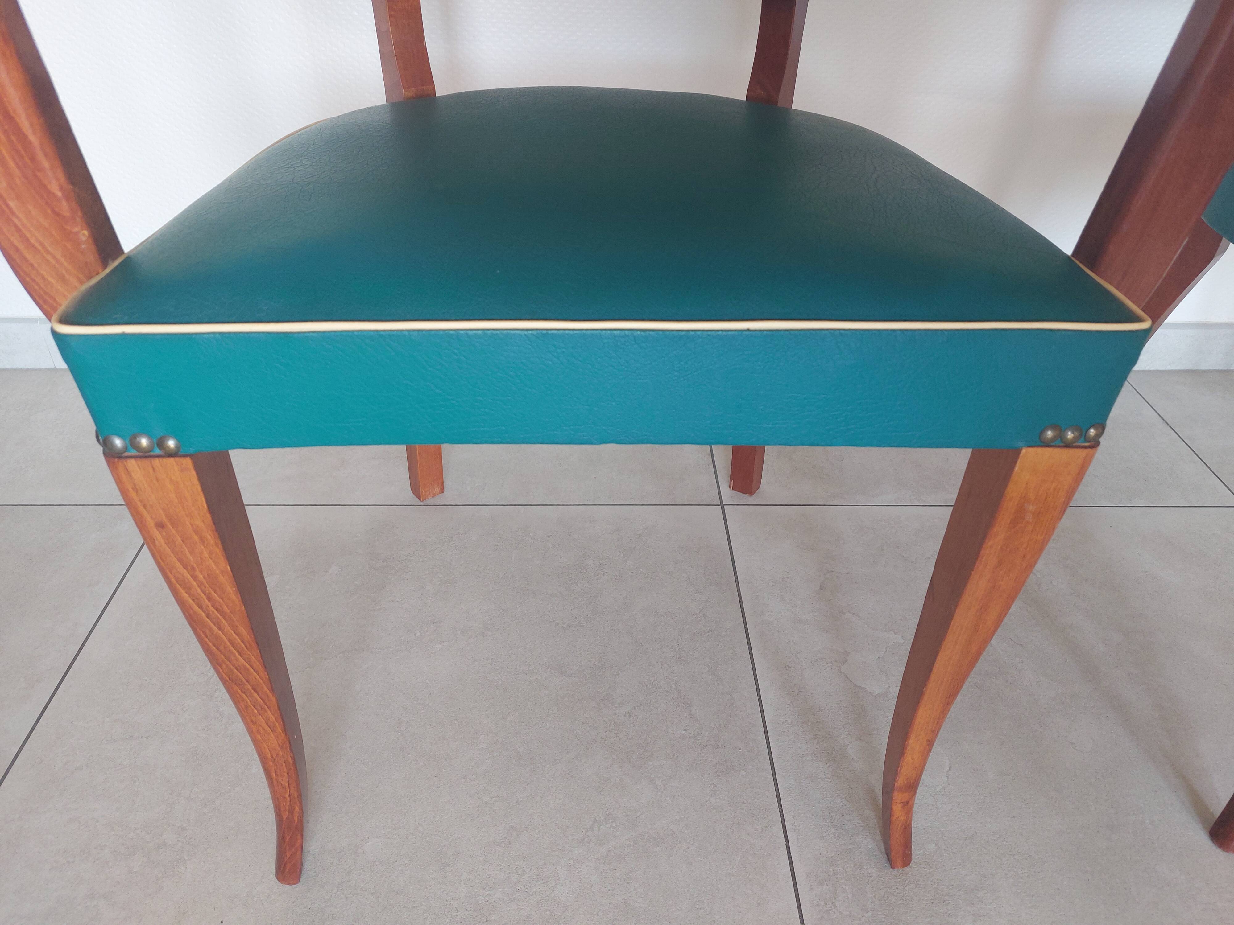 pair of green bridge armchairs