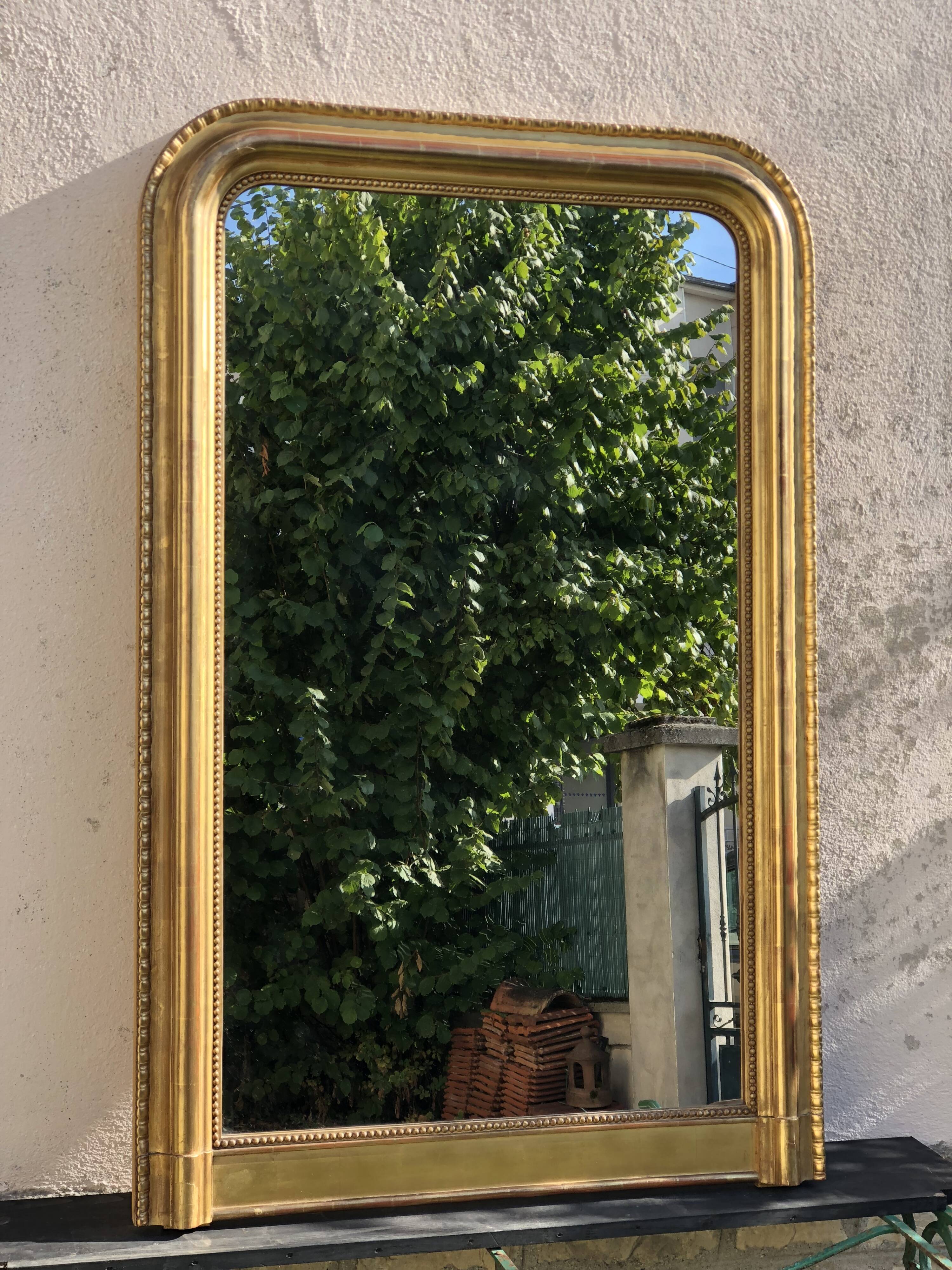 Louis Philippe period mirror gilded gold leaf 144x94cm