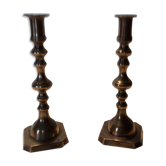 Duo of brass candle holders