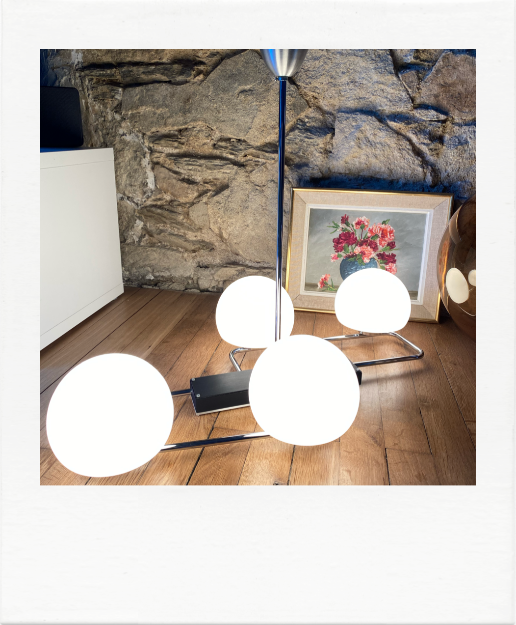 Lustre chrome et opaline années 70
